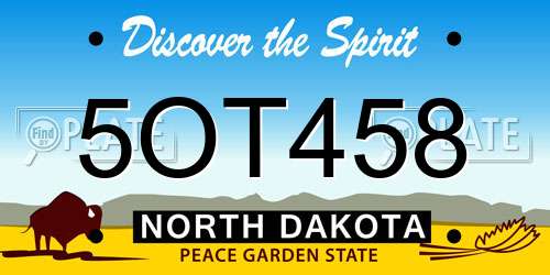 5OT458 North Dakota License Plate