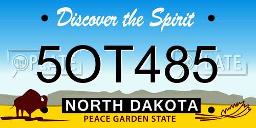 5OT485 North Dakota License Plate