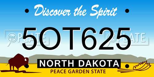 5OT625 North Dakota License Plate