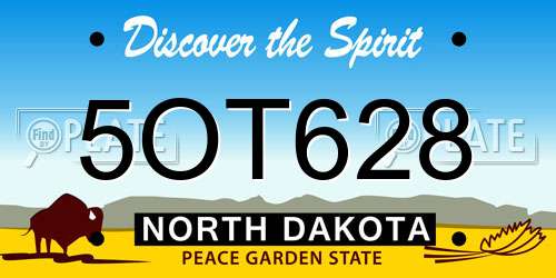 5OT628 North Dakota License Plate