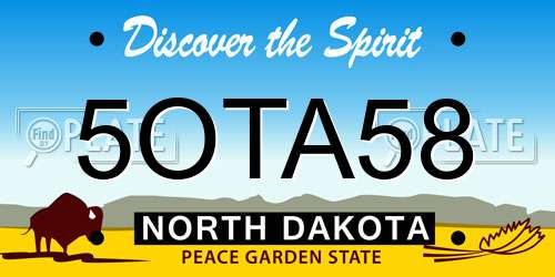 5OTA58 North Dakota License Plate