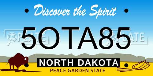 5OTA85 North Dakota License Plate