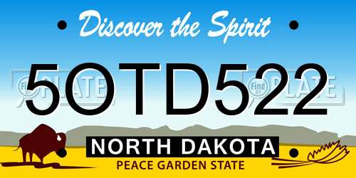 5OTD522 North Dakota License Plate