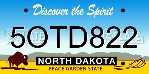 5OTD822 North Dakota License Plate