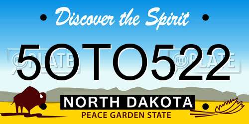 5OTO522 North Dakota License Plate