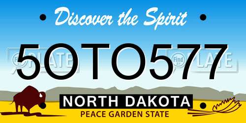 5OTO577 North Dakota License Plate