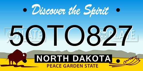 5OTO827 North Dakota License Plate