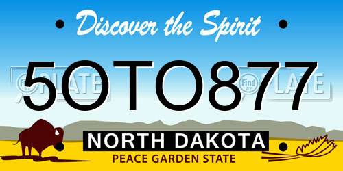 5OTO877 North Dakota License Plate