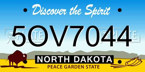 5OV7044 North Dakota License Plate