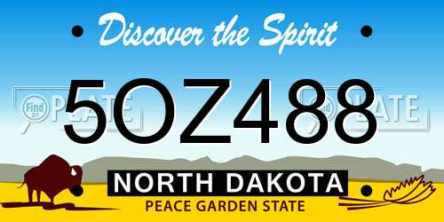 5OZ488 North Dakota License Plate