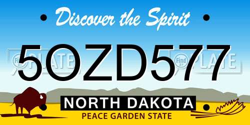 5OZD577 North Dakota License Plate