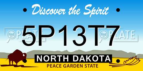 5P13T7 North Dakota License Plate