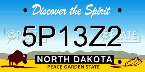 5P13Z2 North Dakota License Plate