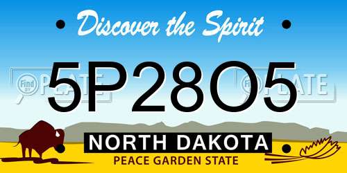 5P28O5 North Dakota License Plate