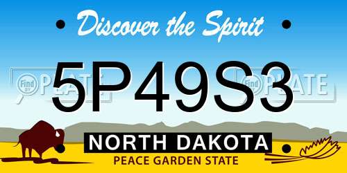 5P49S3 North Dakota License Plate