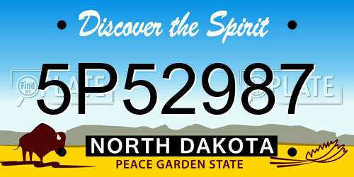 5P52987 North Dakota License Plate