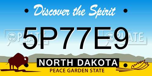 5P77E9 North Dakota License Plate
