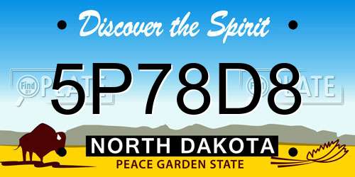 5P78D8 North Dakota License Plate