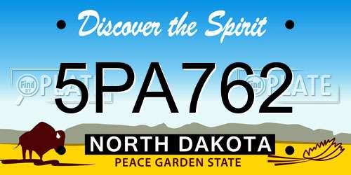 5PA762 North Dakota License Plate