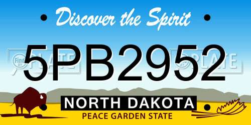 5PB2952 North Dakota License Plate