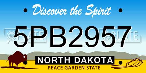 5PB2957 North Dakota License Plate
