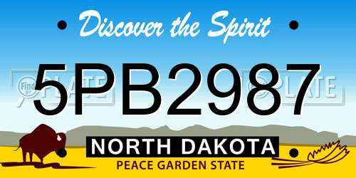 5PB2987 North Dakota License Plate