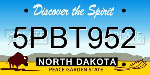 5PBT952 North Dakota License Plate