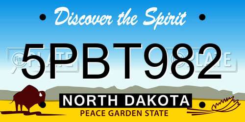 5PBT982 North Dakota License Plate
