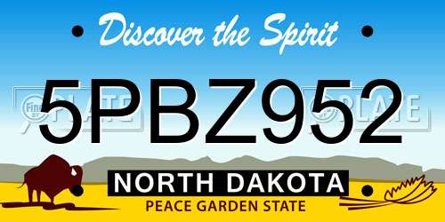 5PBZ952 North Dakota License Plate