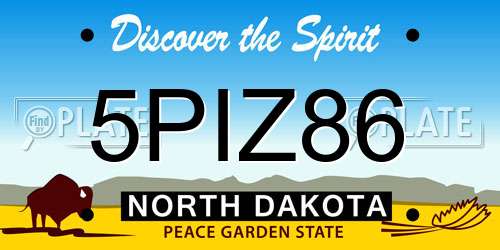 5PIZ86 North Dakota License Plate