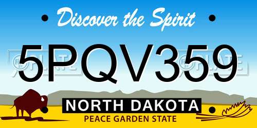 5PQV359 North Dakota License Plate