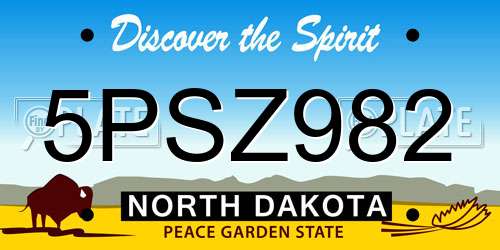 5PSZ982 North Dakota License Plate