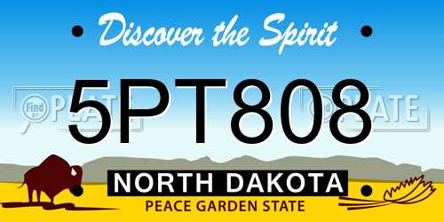 5PT808 North Dakota License Plate