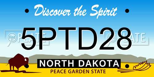5PTD28 North Dakota License Plate