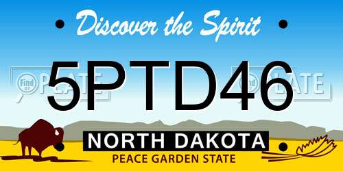 5PTD46 North Dakota License Plate