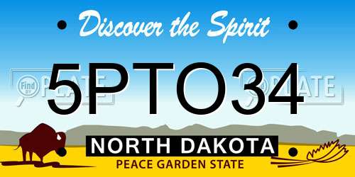 5PTO34 North Dakota License Plate