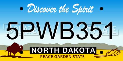 5PWB351 North Dakota License Plate