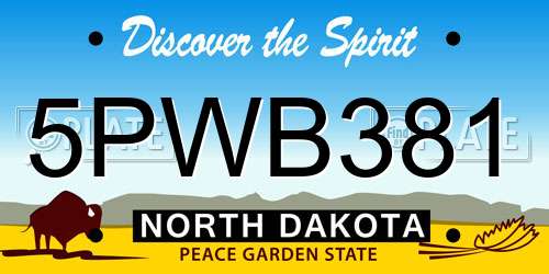 5PWB381 North Dakota License Plate