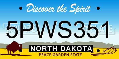 5PWS351 North Dakota License Plate