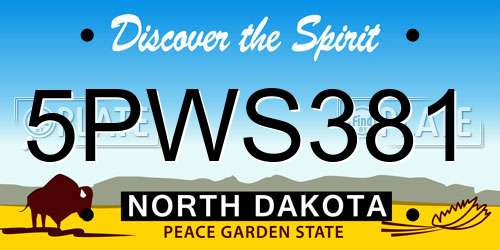 5PWS381 North Dakota License Plate