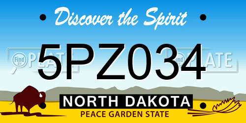5PZ034 North Dakota License Plate