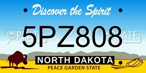 5PZ808 North Dakota License Plate