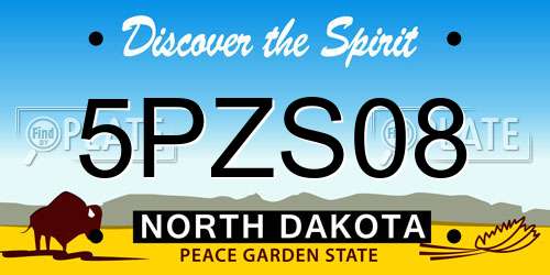 5PZS08 North Dakota License Plate