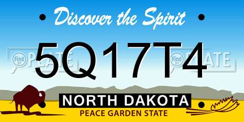 5Q17T4 North Dakota License Plate