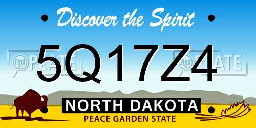5Q17Z4 North Dakota License Plate