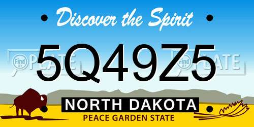 5Q49Z5 North Dakota License Plate