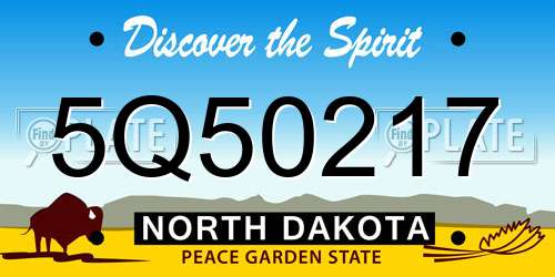 5Q50217 North Dakota License Plate