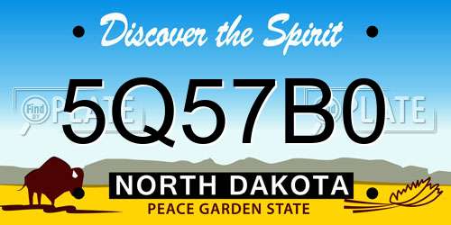 5Q57B0 North Dakota License Plate