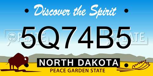 5Q74B5 North Dakota License Plate