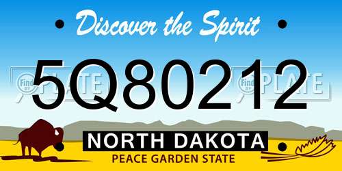 5Q80212 North Dakota License Plate